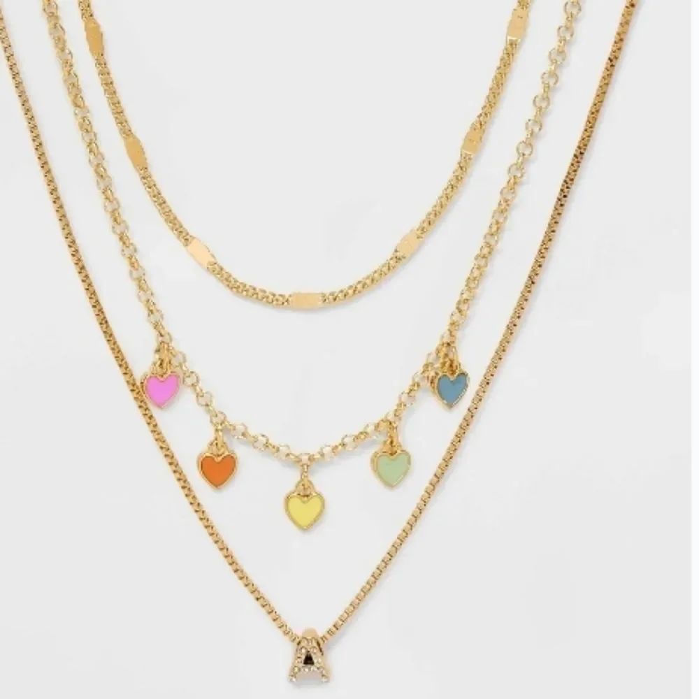 🆕️📿Art Class 3 Piece Gold Tone Heart Initial 